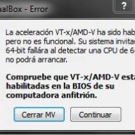 Error de aceleración hardware en virtual box al instalar WIN